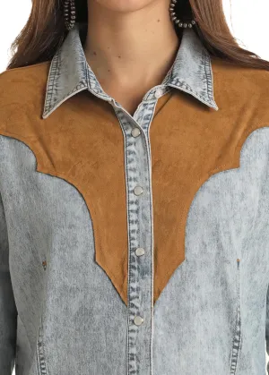 ROCK & ROLL DENIM WESTERN YOKE SNAP SHIRT