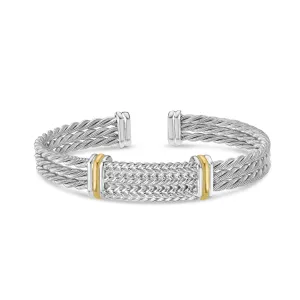 Silver & 18K Gold Tight Braided Cuff Bracelet
