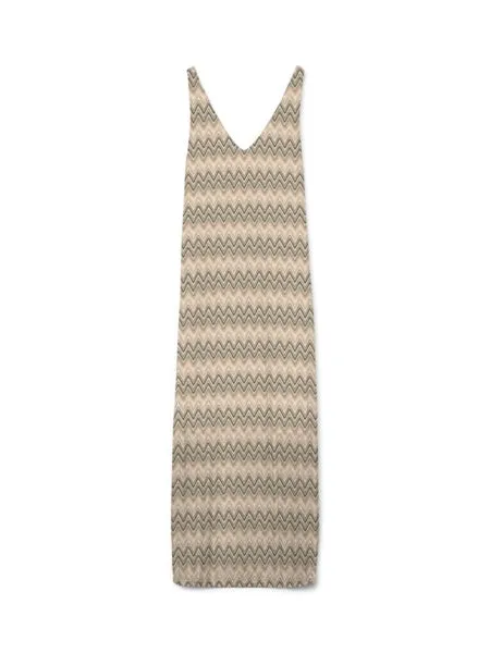 Sleeveless Cream & Zig Recycled - Unbeatable price Black Long Big-ticket savings - Dress: Vero Zag Moda Crochet DICTE