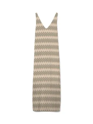 Sleeveless Cream & Zig Recycled - Unbeatable price Black Long Big-ticket savings - Dress: Vero Zag Moda Crochet DICTE