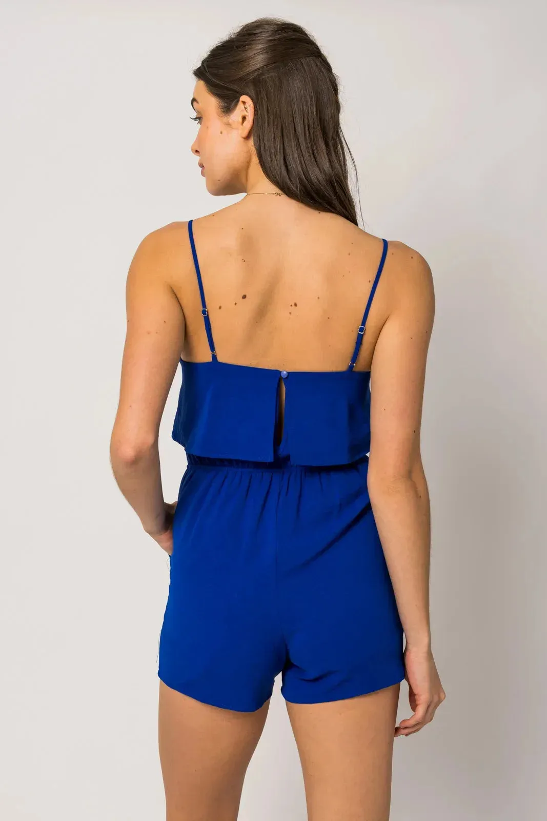 Sleeveless Side Pocket Layered Top Romper