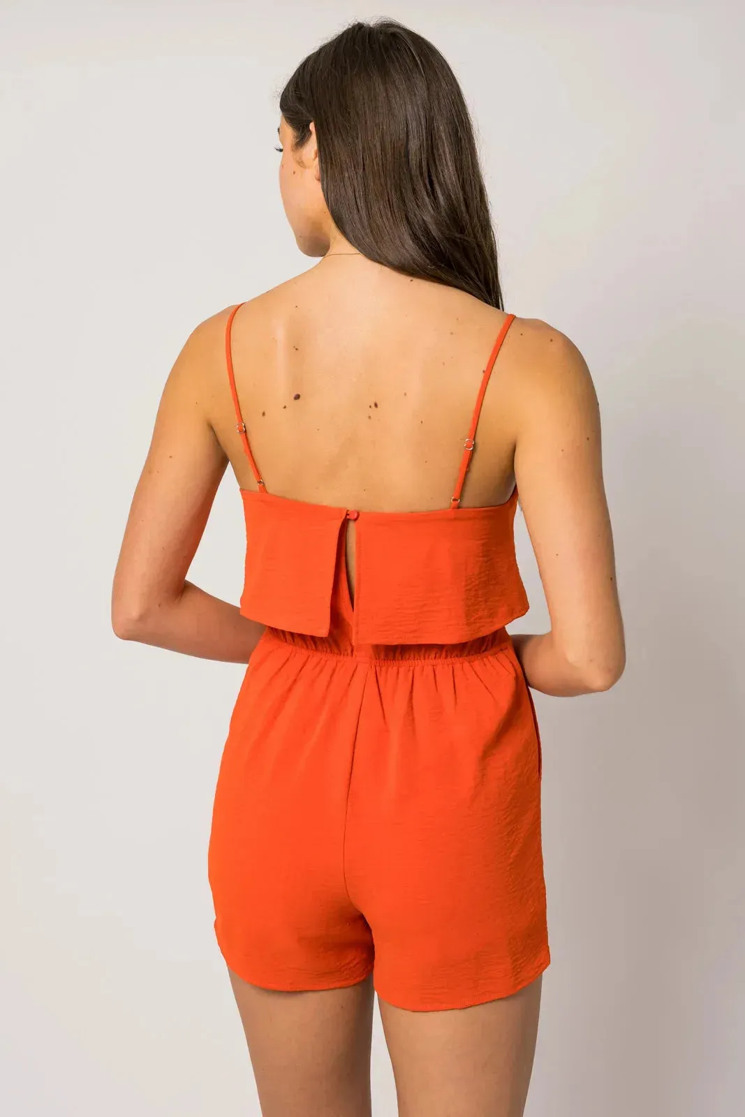 Sleeveless Side Pocket Layered Top Romper