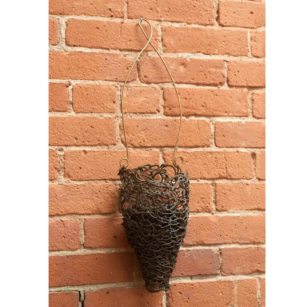 Small Woven Copper Hanging Planter