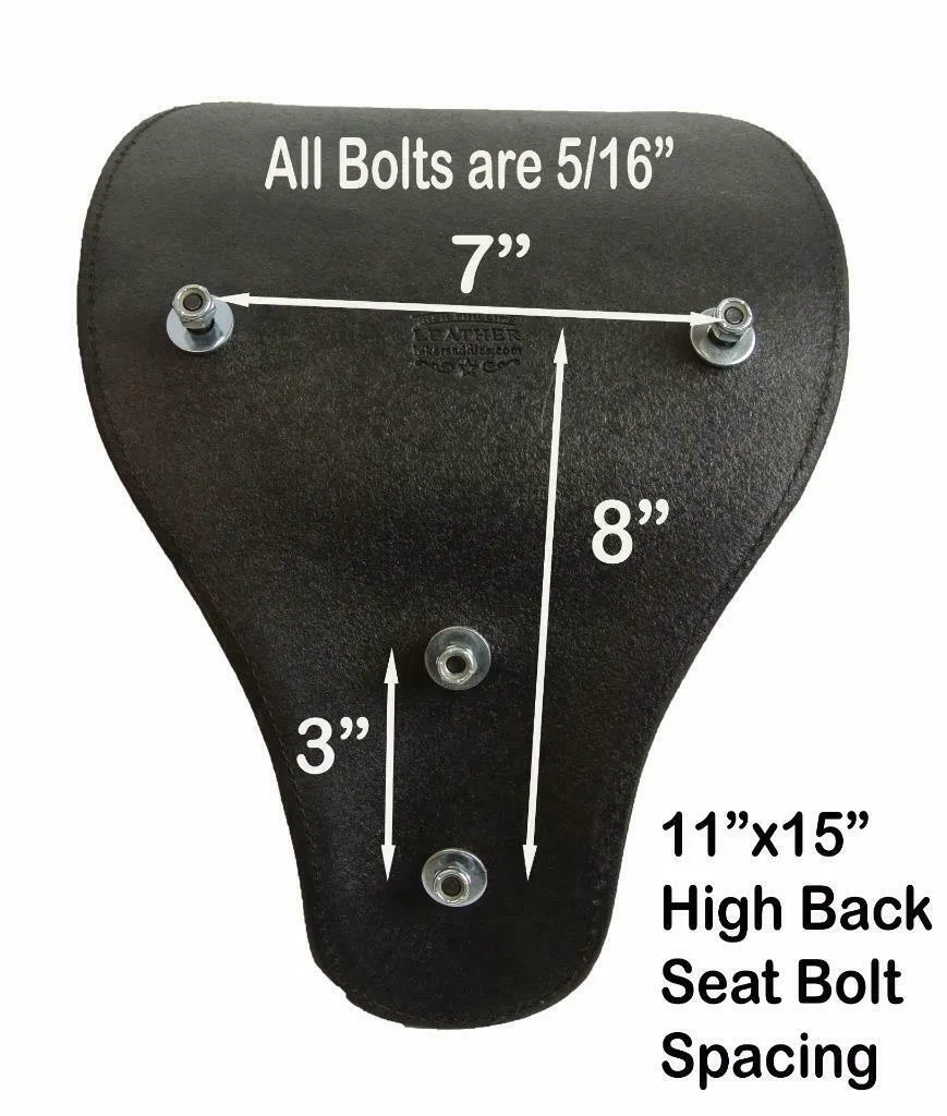 Spring Solo Seat Chopper Sporster Harley Bobber 11x15" High Back Black Leather