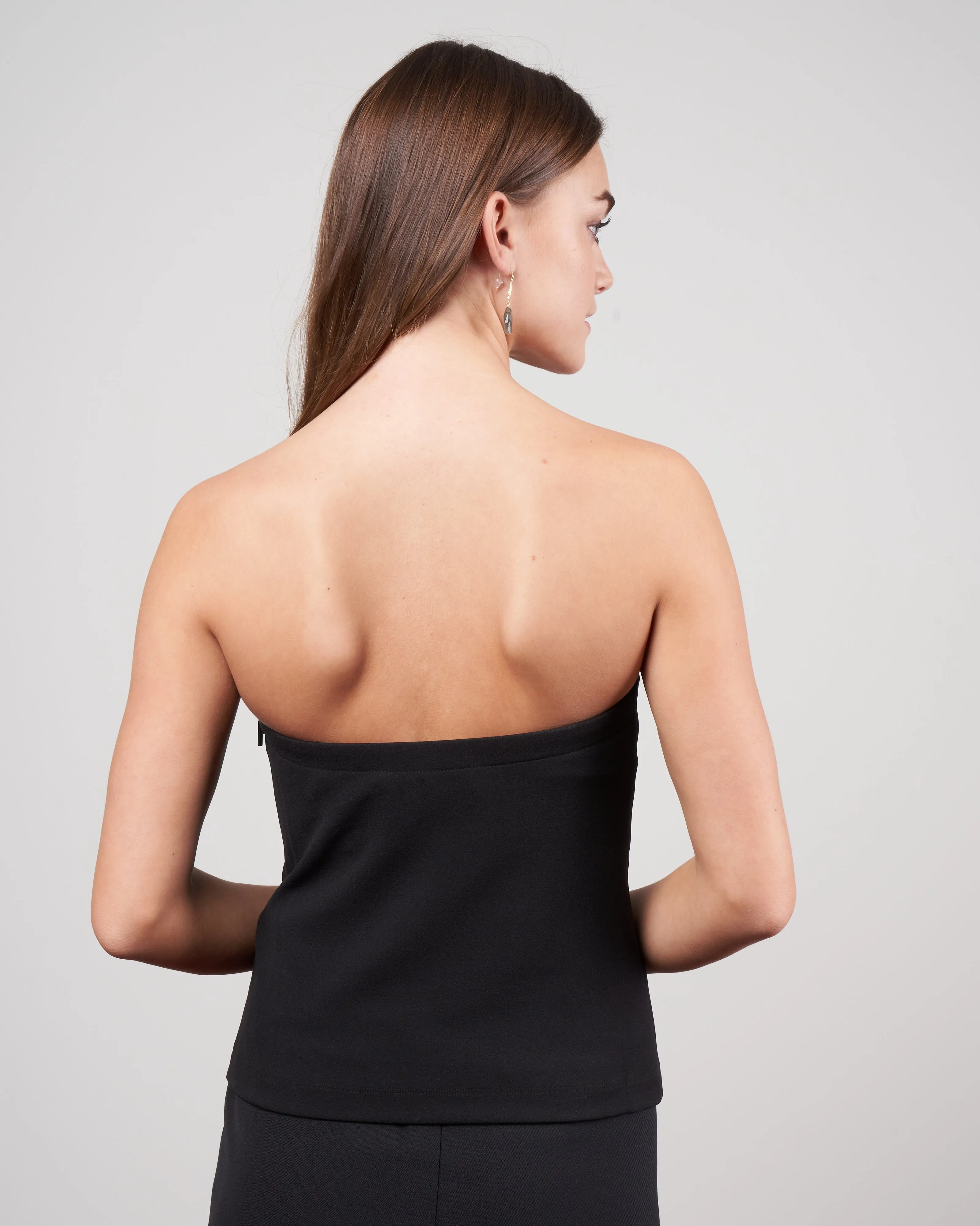 structured crepe tube top - black