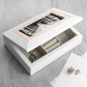 Stunning Rose Gold & White Personalised Photo Jewellery Box