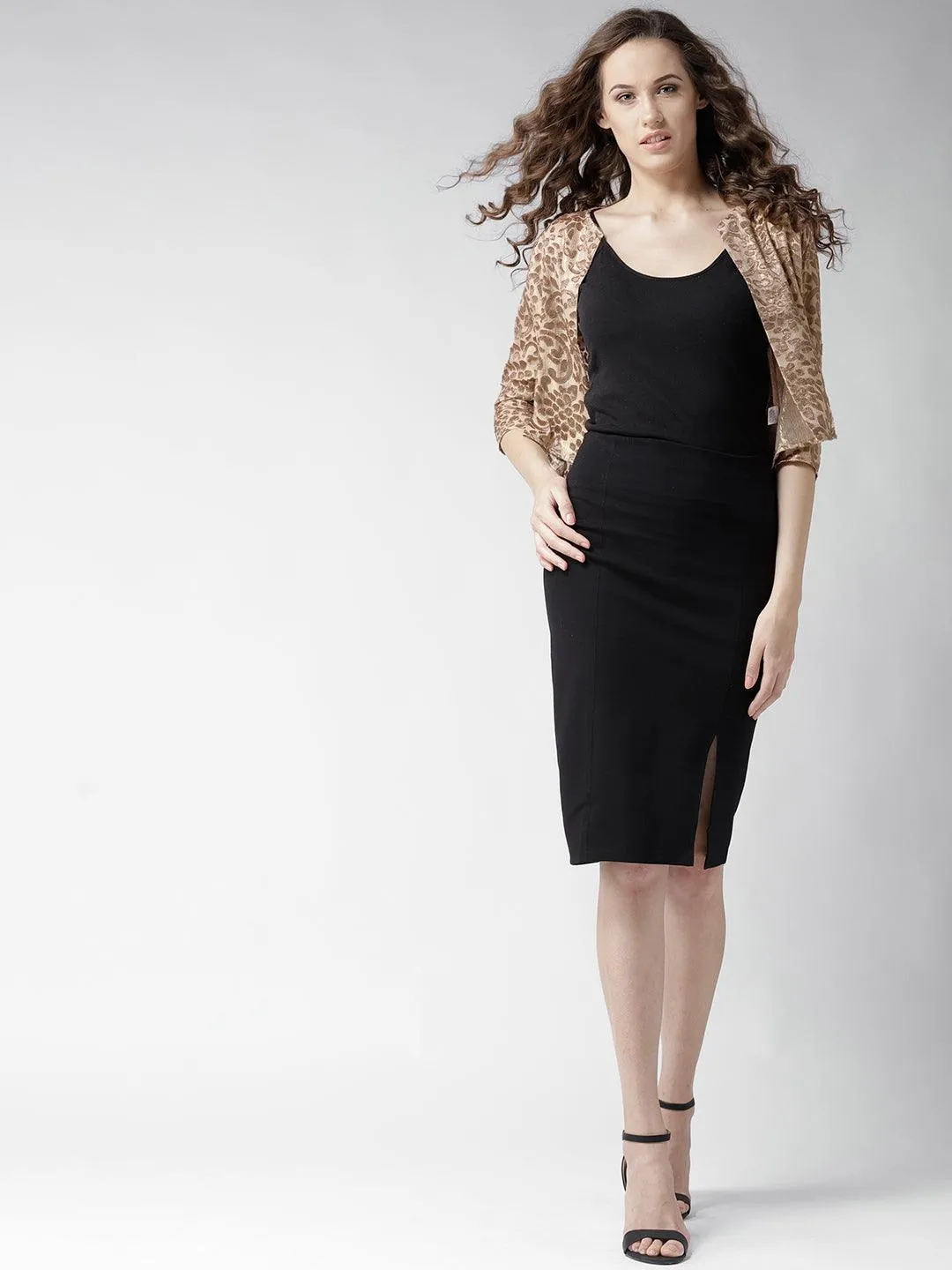 Style Quotient Women Off White Self Design Floral lace Regular Open Front Shrug