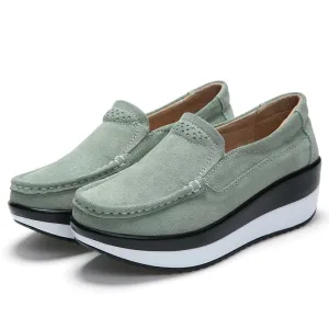 Suede Loafers with Wedge Sole