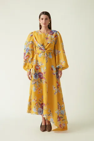 Summer Dress Cupro Linen Tapis Printed-Fashion Edit Java 03A-4JV-07-Payal Pratap