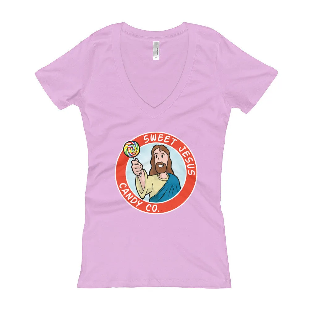 Sweet Jesus Candy Company Fitted V-Neck T-Shirt