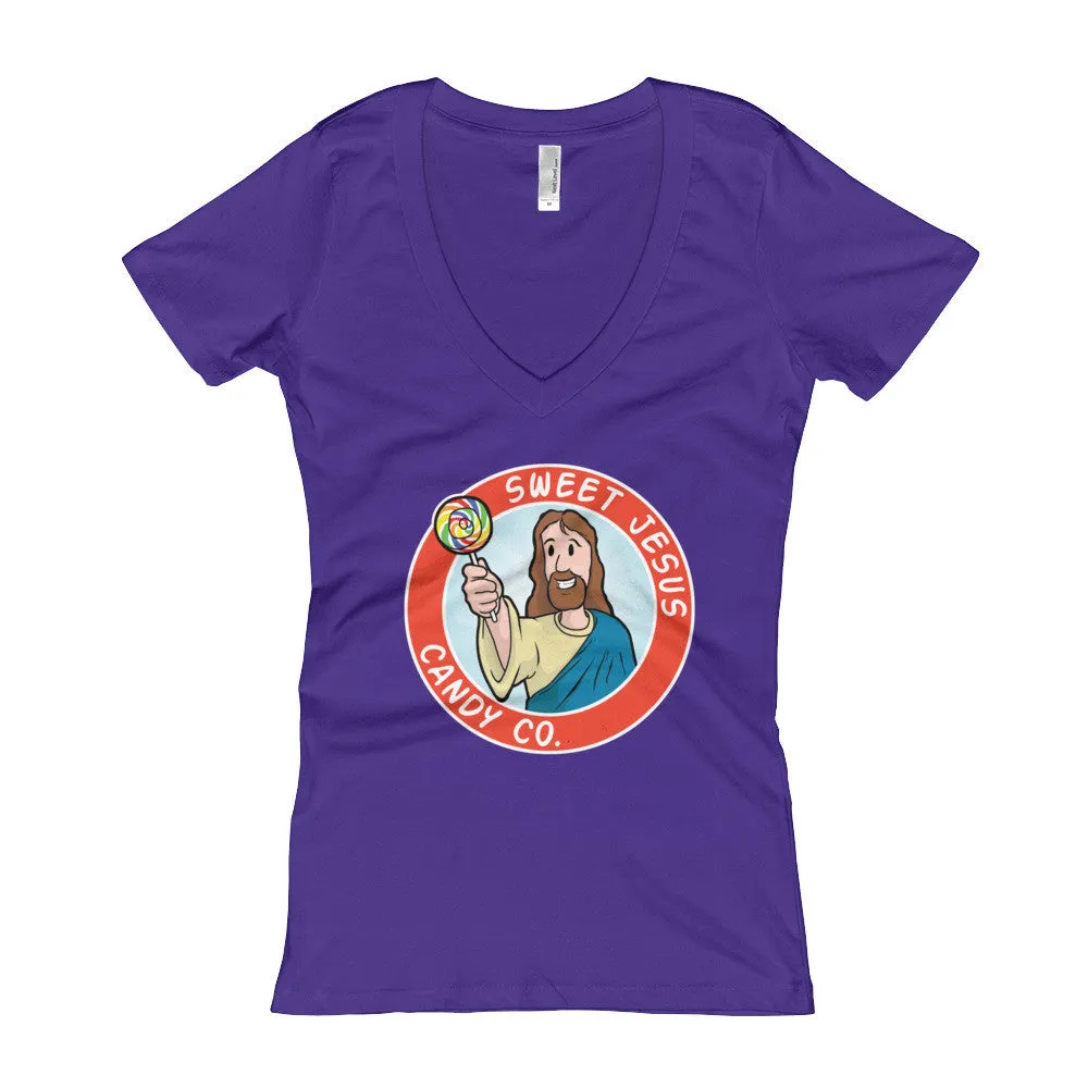 Sweet Jesus Candy Company Fitted V-Neck T-Shirt