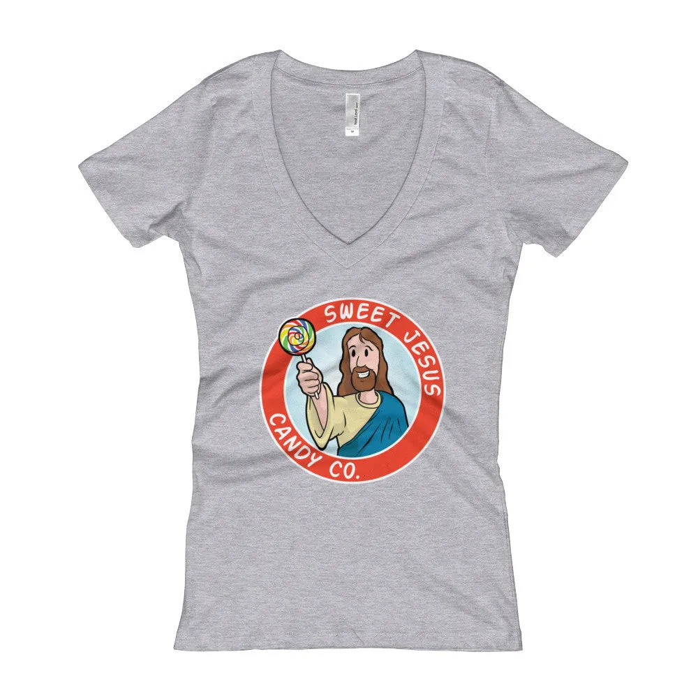Sweet Jesus Candy Company Fitted V-Neck T-Shirt