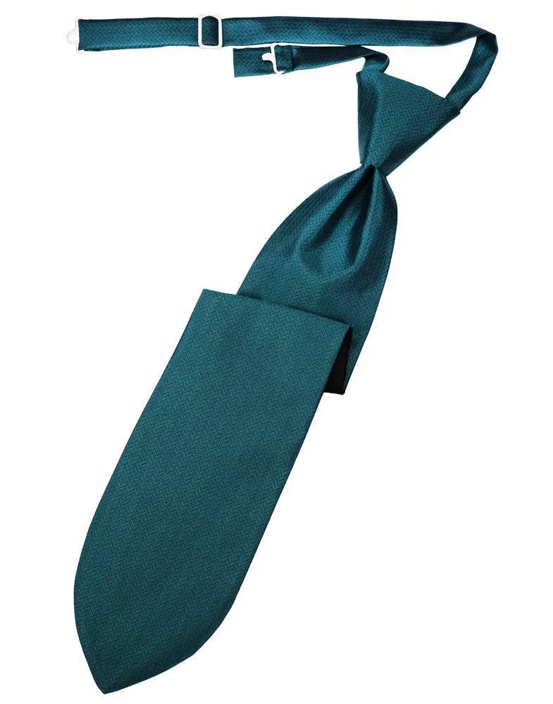 Teal Herringbone Necktie
