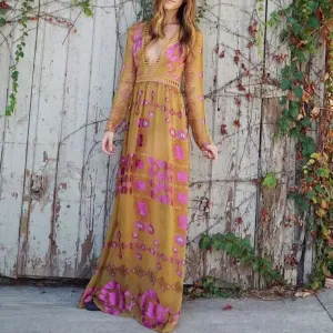 The Medallion Maxi Dress in Mustard