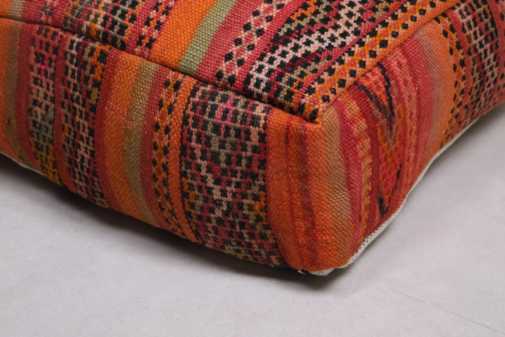 Two ottoman Moroccan woven rug poufs