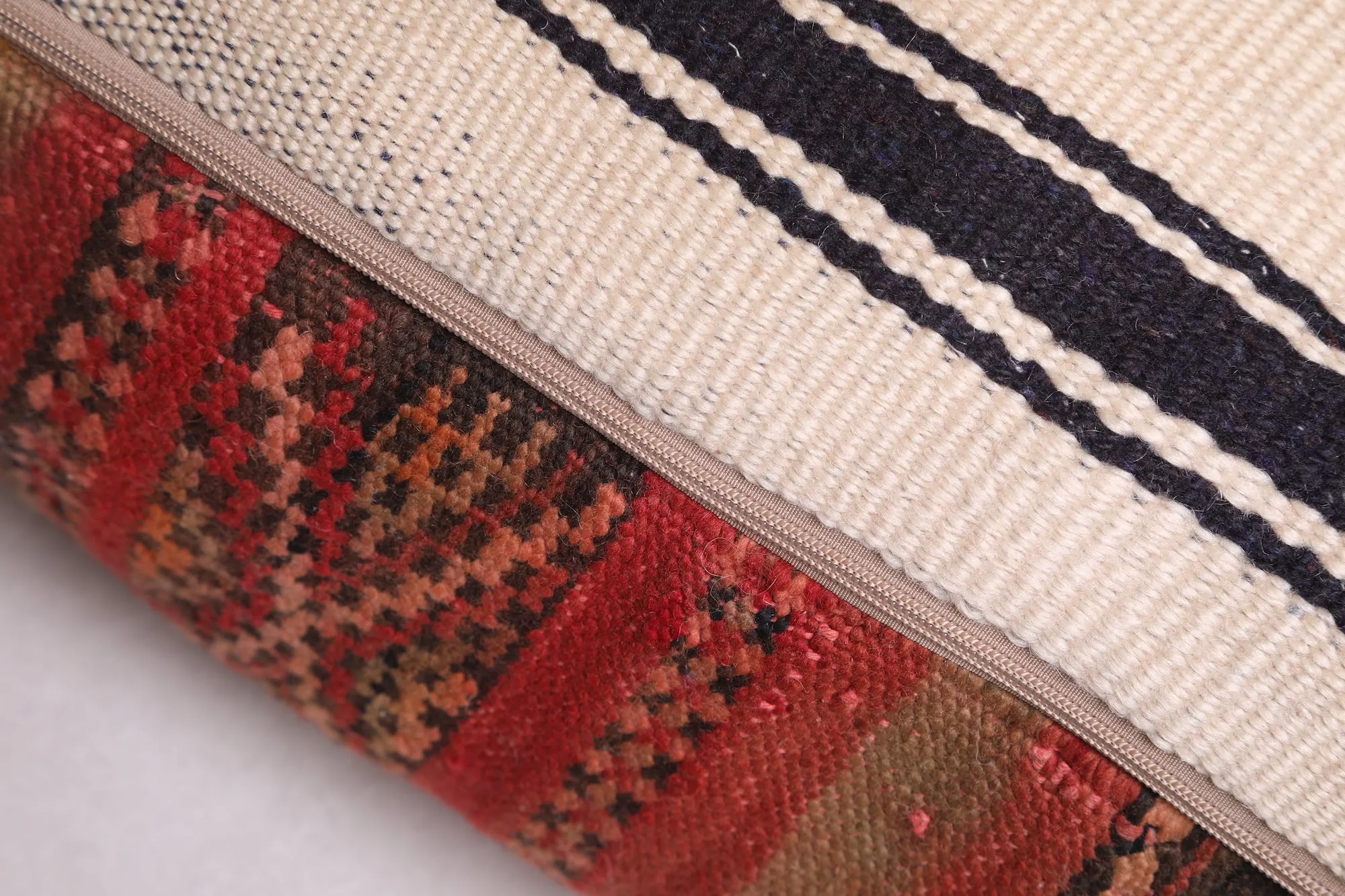 Two ottoman Moroccan woven rug poufs