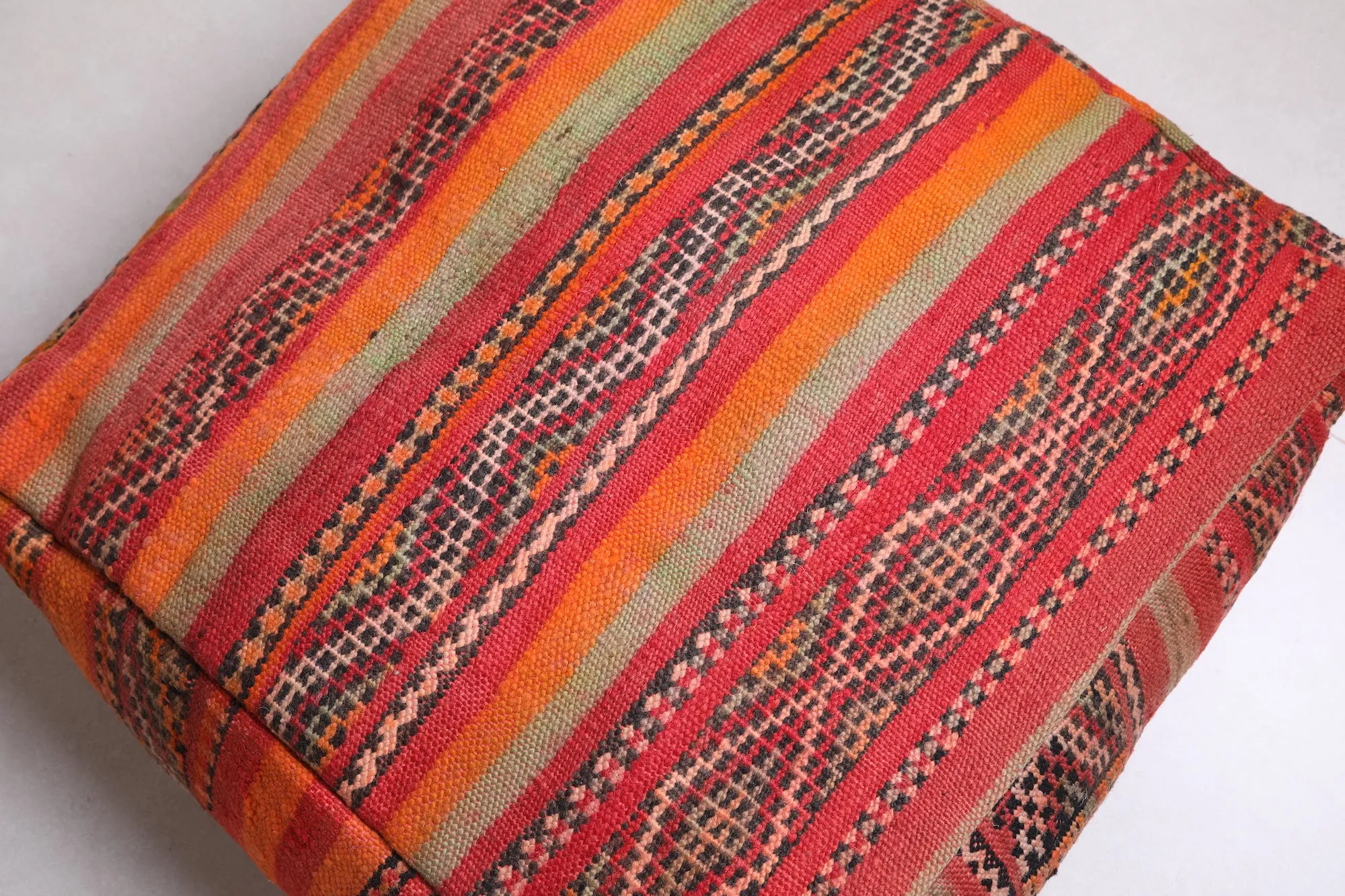 Two ottoman Moroccan woven rug poufs