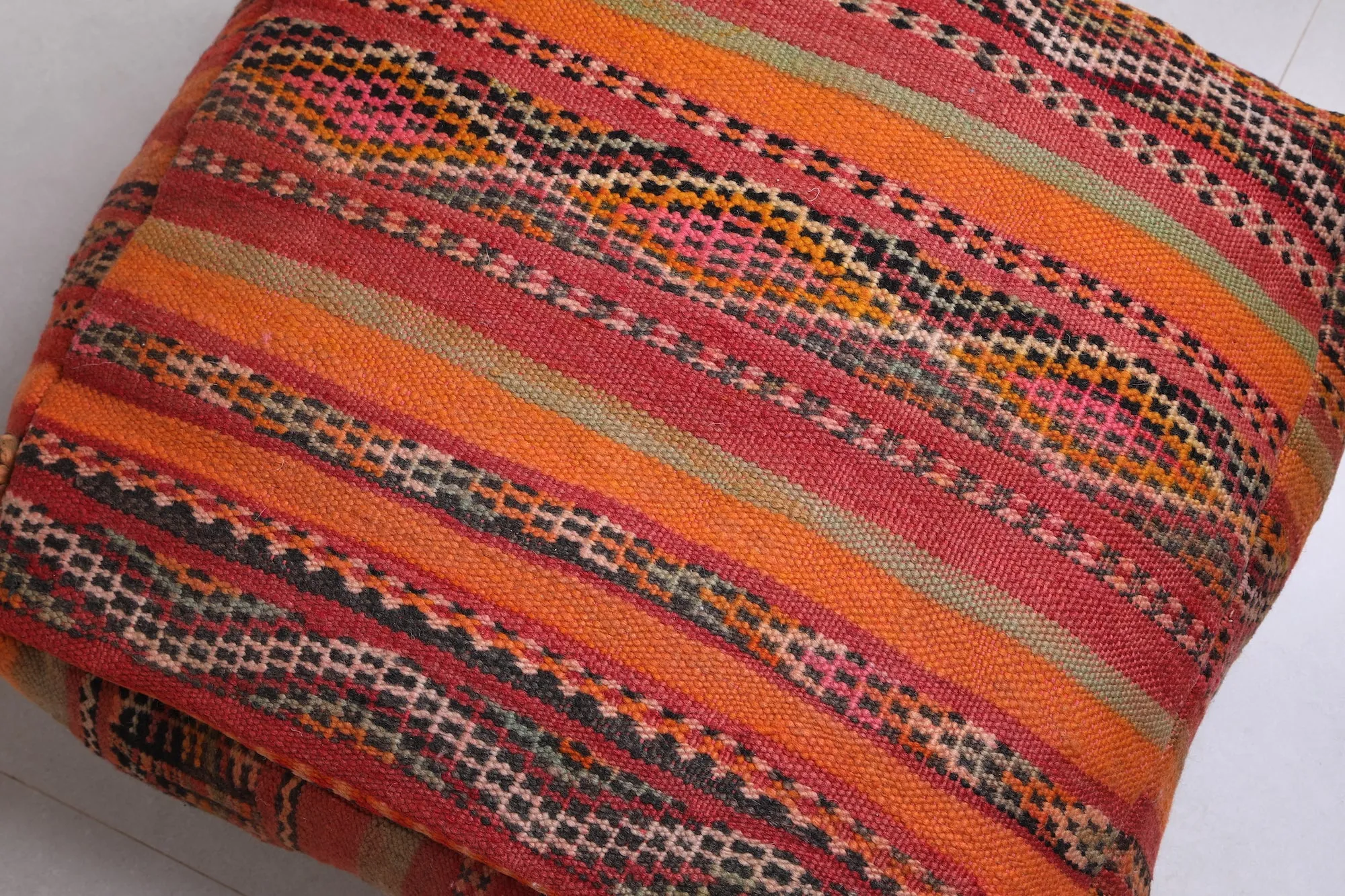 Two ottoman Moroccan woven rug poufs