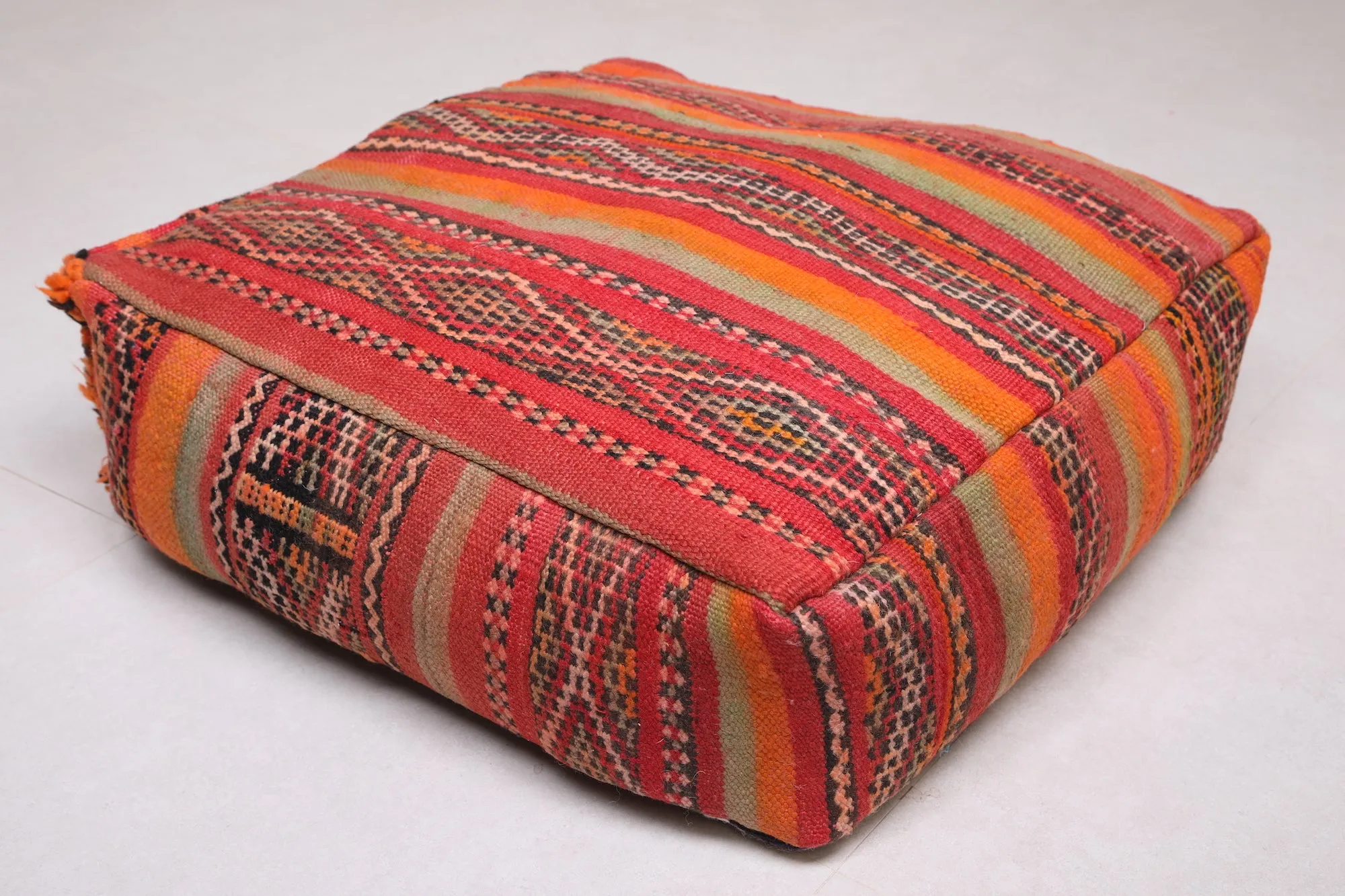 Two ottoman Moroccan woven rug poufs