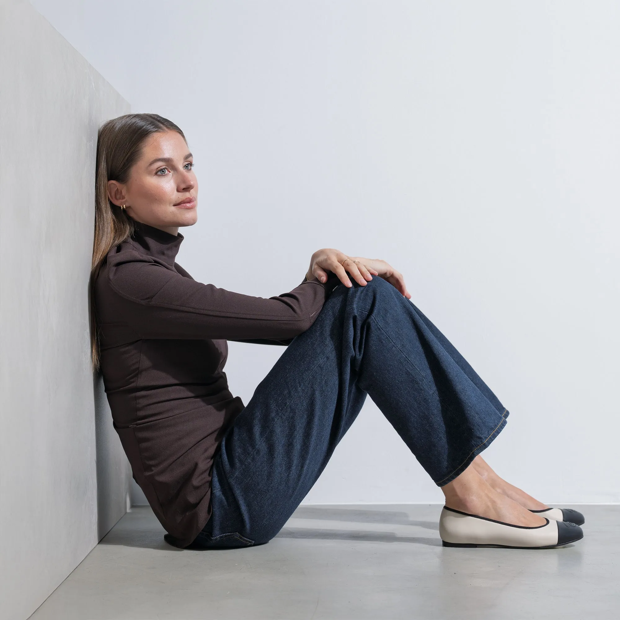 Vendôme Ynes cream calfskin leather ballerinas