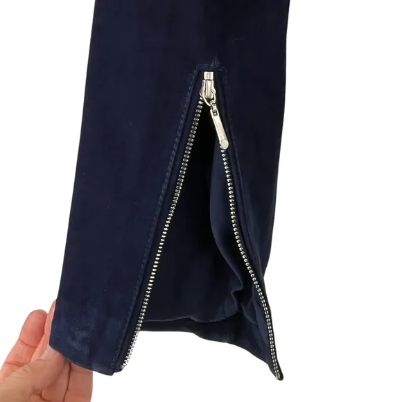 WHBM Genuine Suede Jacket Flattering Peplum Hem Admiral Blue Sz S