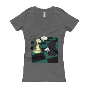White Knight Dark Chess Match Fitted V-Neck T-Shirt
