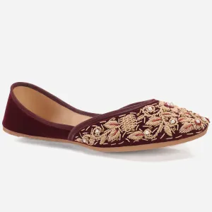 Women "Aizal" Leather Embroidered Wedding Khussa