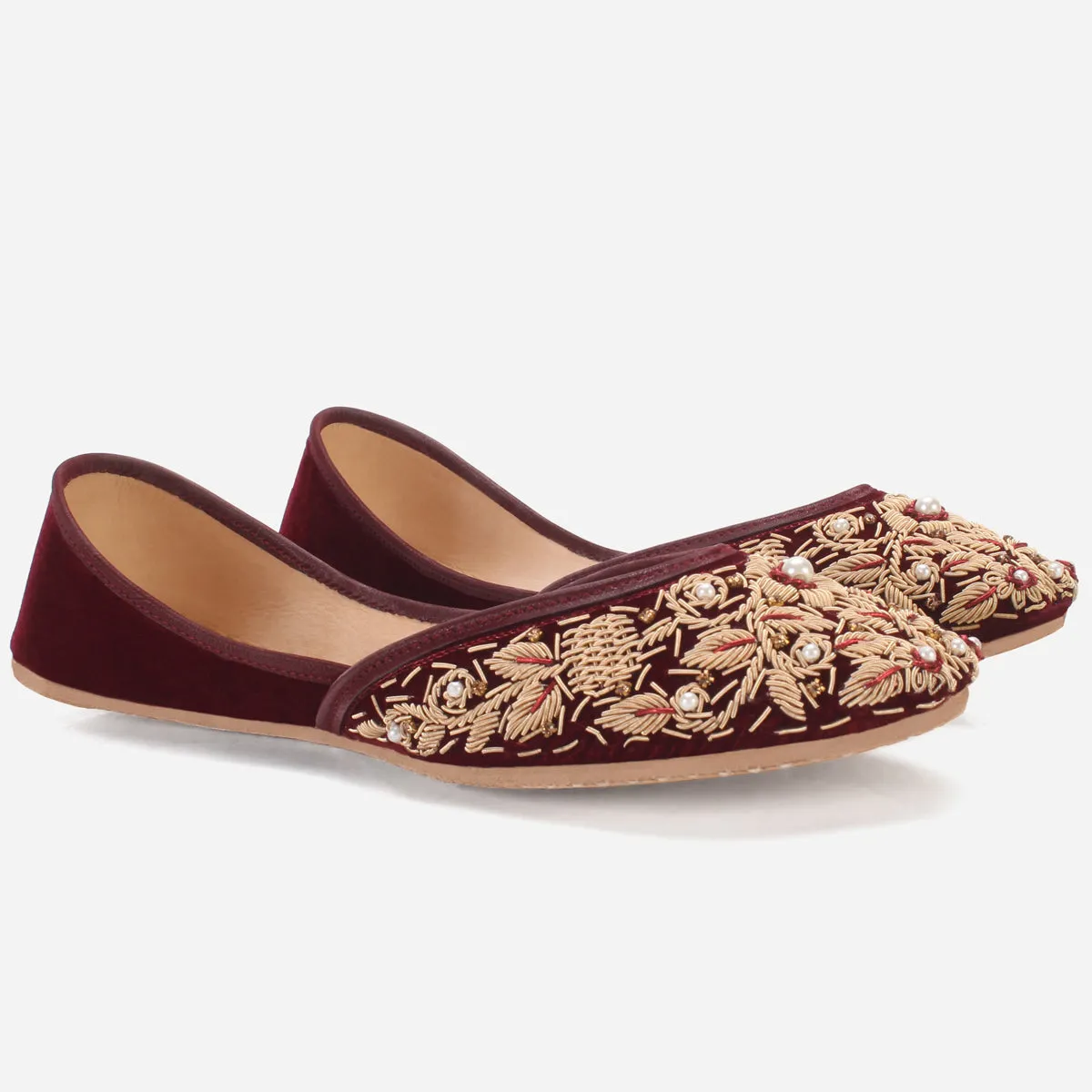Women "Aizal" Leather Embroidered Wedding Khussa