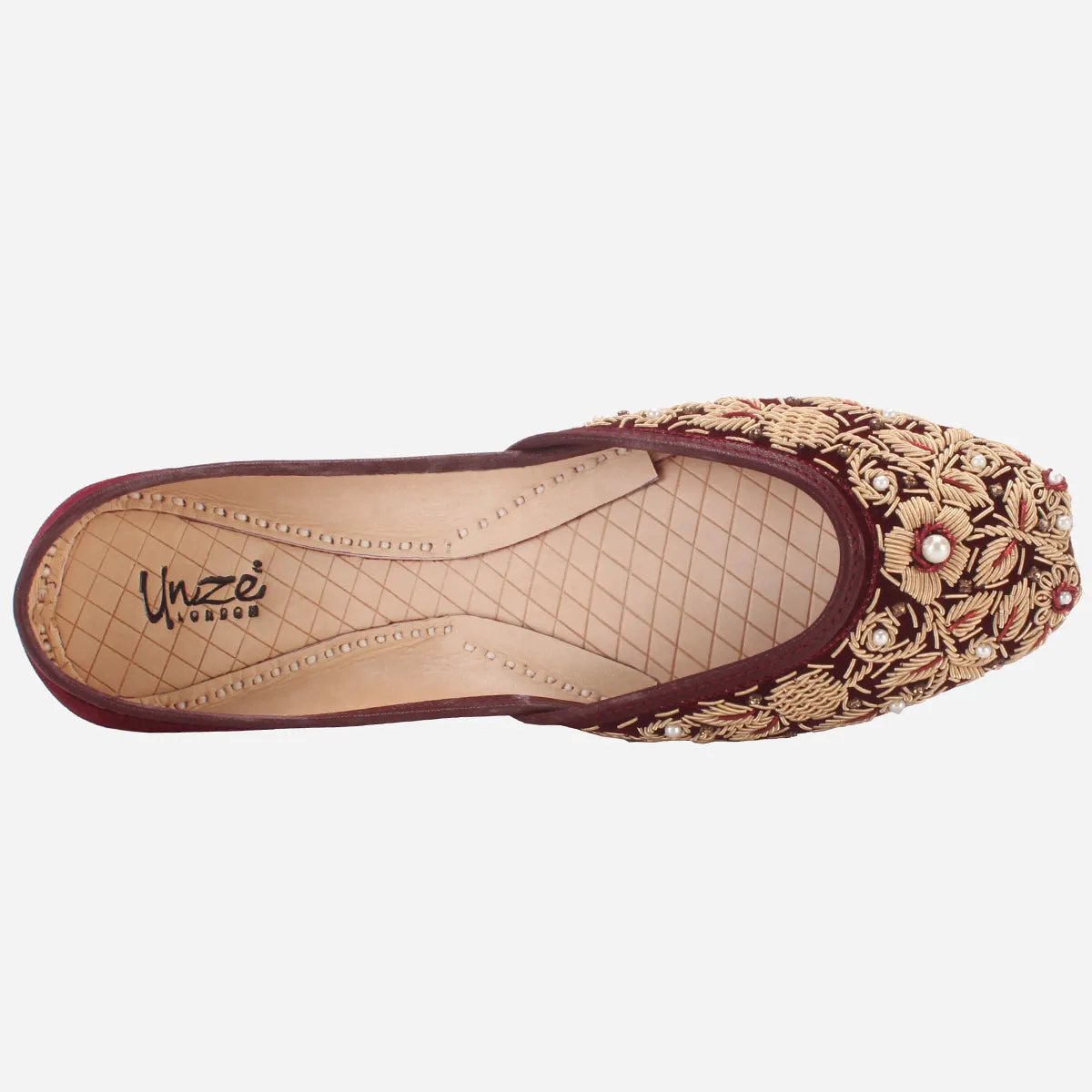 Women "Aizal" Leather Embroidered Wedding Khussa