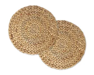 Woven Placemats 2 Pieces Natural Water Hyacinth Round Shaped Placemat