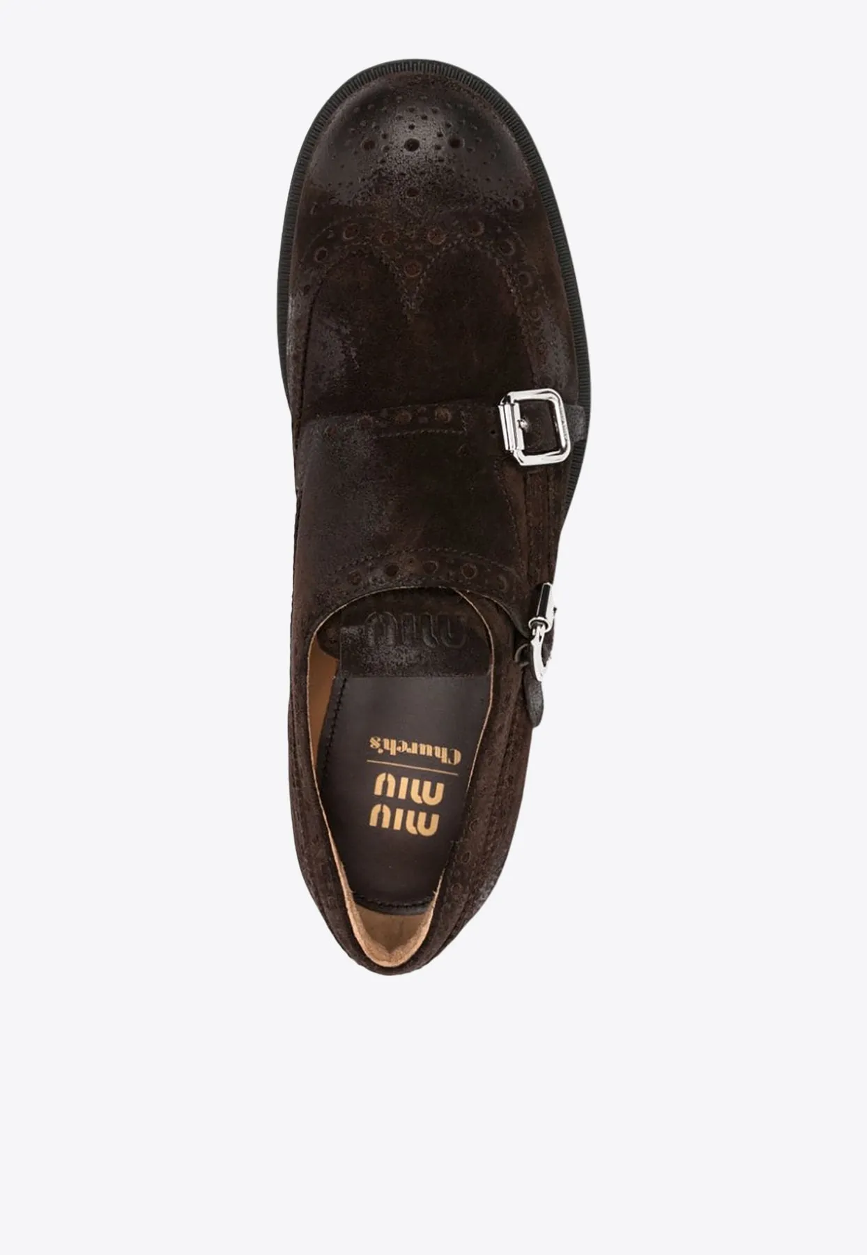 X Church's Monk Strap Suede Brogue Shoes