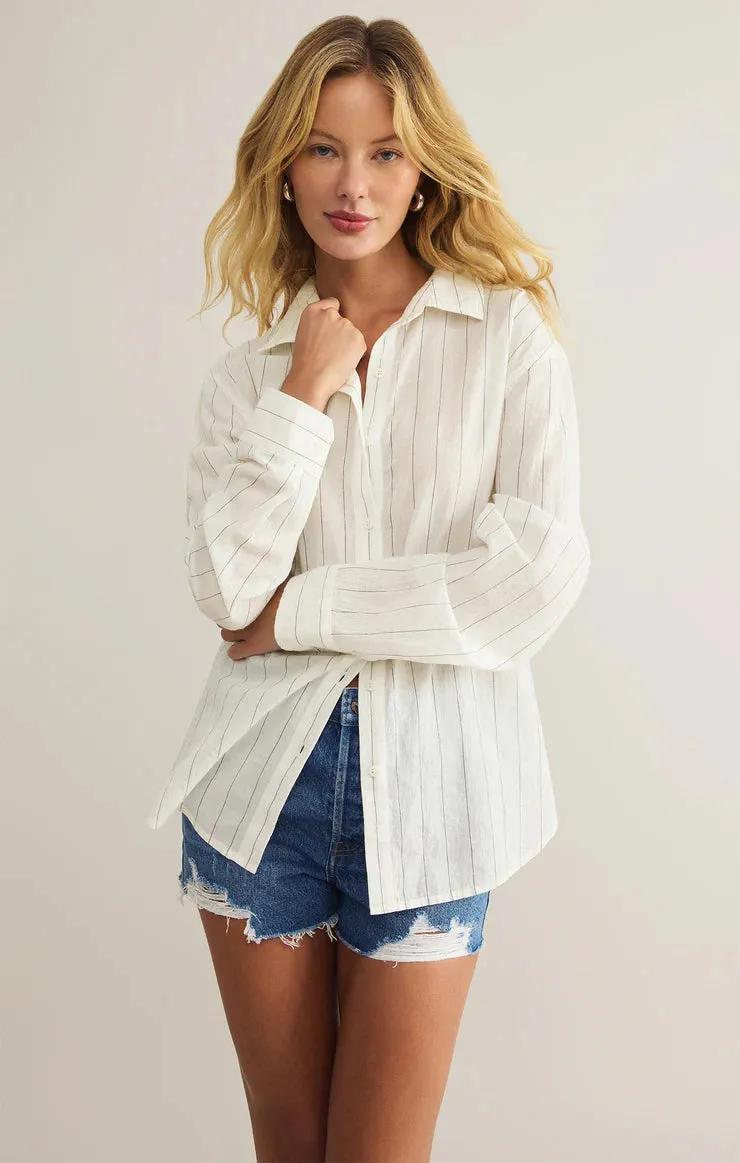 Z Supply Seaport Striped Button Up Shirt