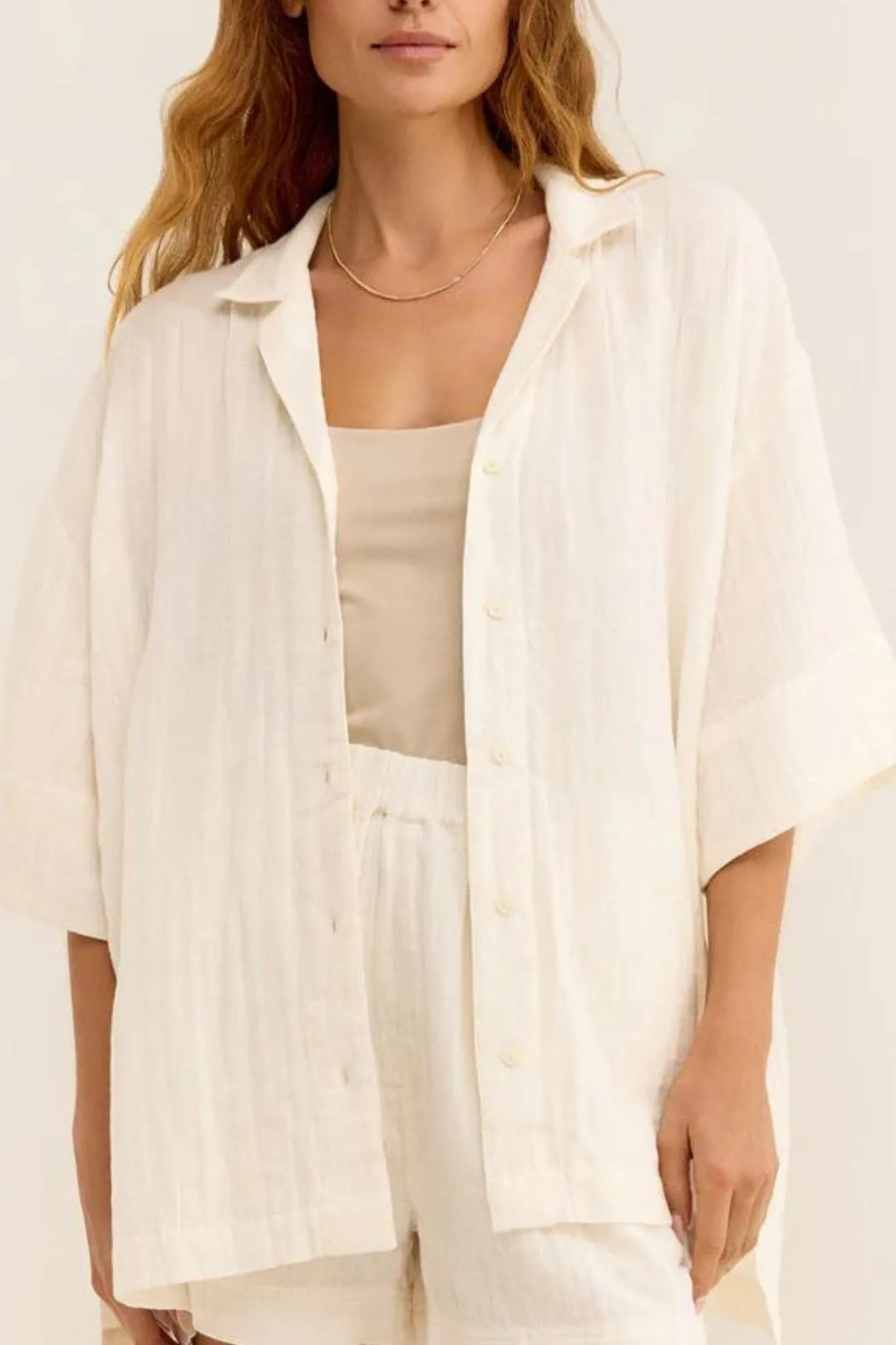 Z Supply: Wave Breaker Gauze Shirt in Off White